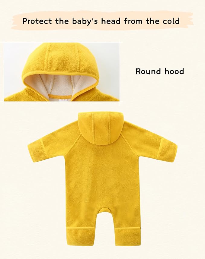 Newborn Baby Fleece Jumpsuit Girls Boys Winter Hooded Coverall Romper Cute Baby Snowsuit Clothes