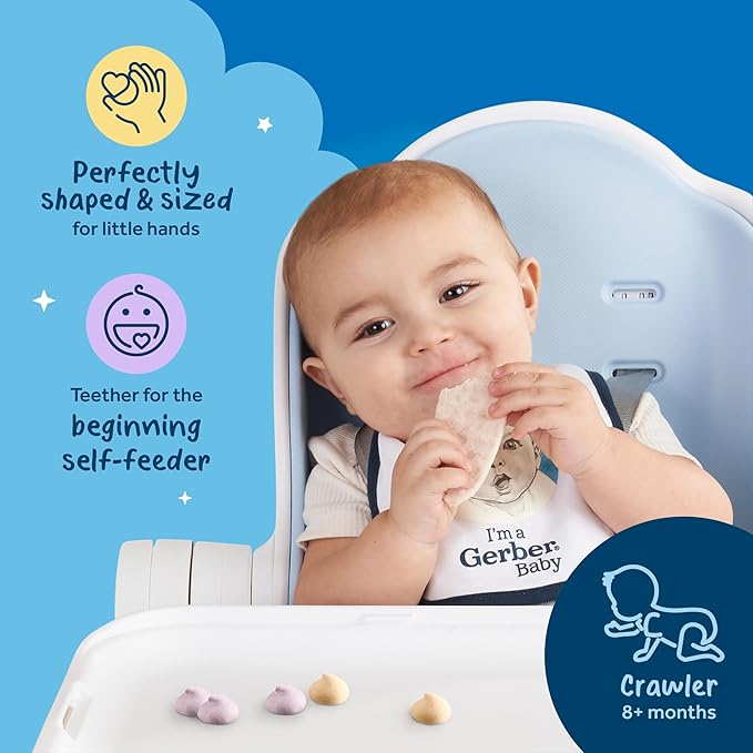 Gerber Baby Food, Baby Snacks, Discovery Pack, Teethers Strawberry Apple Spinach (2) and Yogurt Melts Mixed Berries (2) Peach (2), Crawler (8+ Months) Variety Pack (Pack of 6)