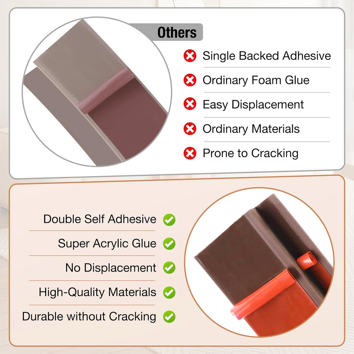 Floor Transition Strip Self Adhesive Vinyl Door Threshold for Doorways Carpet Edging Trim Overlap Edge Reducer for Laminate Floor, Carpet, Tile (Brown, 3/5" to 4/5", 10Ft)