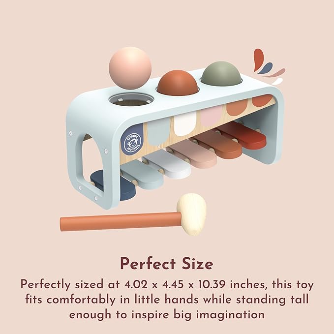 Speedy Monkey Tap Tap Xylophone – Vibrant Wooden Xylo Bench with 3 Balls, Hammer Play, Enhances Problem-Solving, and Cognitive Growth | Non-Toxic Finish, Ideal for Kids, Sturdy Learning Toy