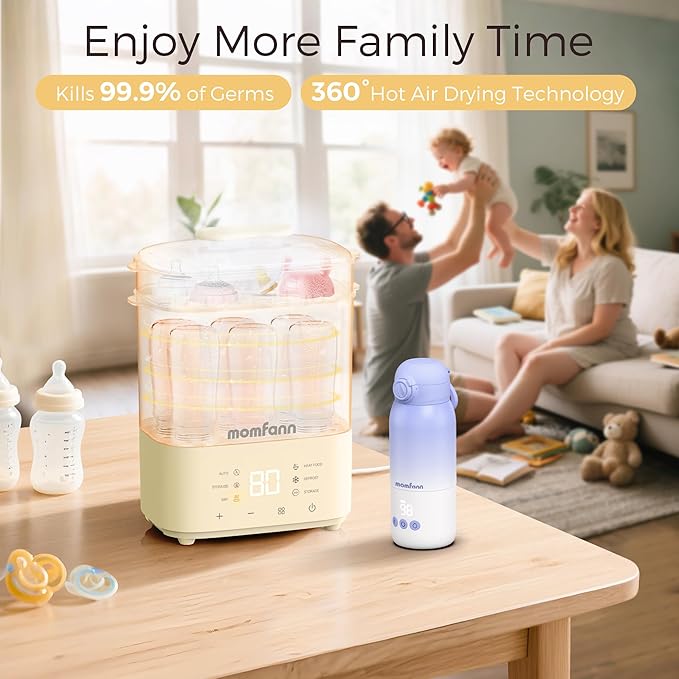 Bottle Sterilizer and Dryer, All-in-One Electric Steam Sterilizer Bottle Sanitizer for Baby Bottles, Pump Parts Accessories Newborn Essential Bottle Warmer for Breastmilk & Thaw (Yellow)