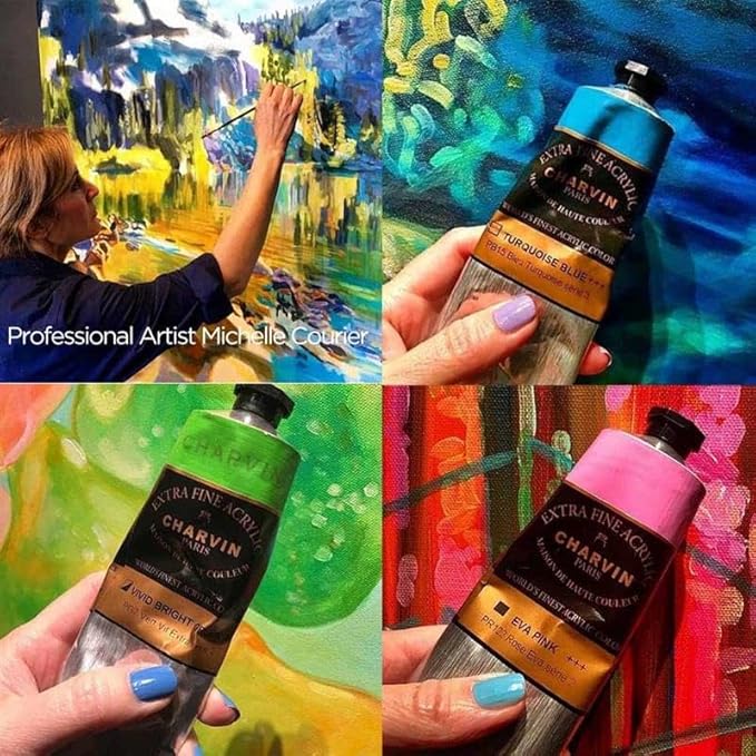 Charvin Extra Fine Professional Acrylic Paint - Ocean Blue, 60ml Tube, Triple-Milled, Lightfast Pigments, Open Stock Artist Acrylic Paints in Nature-Inspired Hues