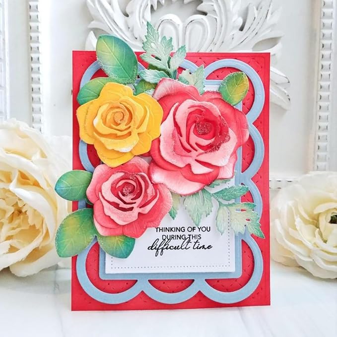 Cutting Dies Metal Stencils Scrapbooking Tools DIY Embossing Template for Paper Card Making Album Arts Crafts Supplies (Flower Set A-10.2x14.3cm)
