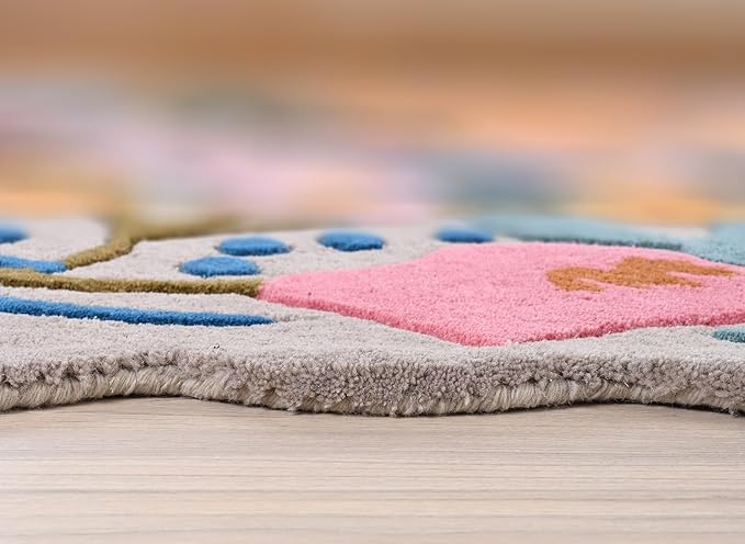 Handmade Wool Floral Area Rug for Living Room | Elegant Flower Garden Design, Soft, Thick and Durable | Bedroom, Dining Room & Home Decor Carpet (6' x 8', Floral H)