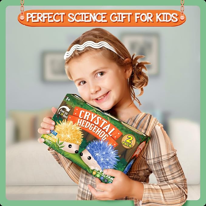 XXTOYS Crystal Growing Kit - 2 Vibrant Colored Hedgehog to Grow - Science Kits for Kids Age 6-8, Great Gifts Toys for Boys & Girls 8-12, STEM Projects for Kids