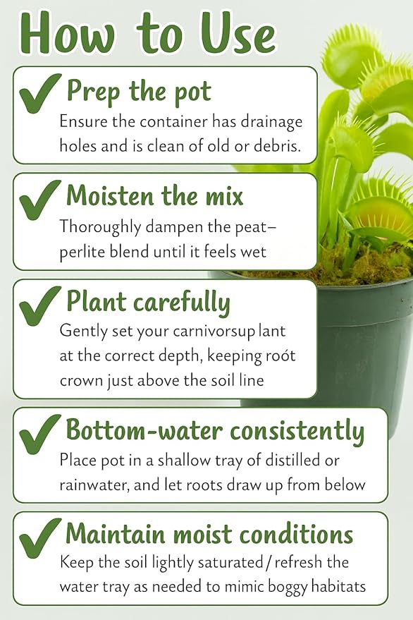 GARDENERA Sphagnum Moss Potting Mix for Carnivorous Plants, Moss and Perlite Blend for Potting Venus Fly Traps, Sarracenia, Pitcher Plants - 75% Sphagnum Moss + 25% Perlite - Made in USA - 5 Quart