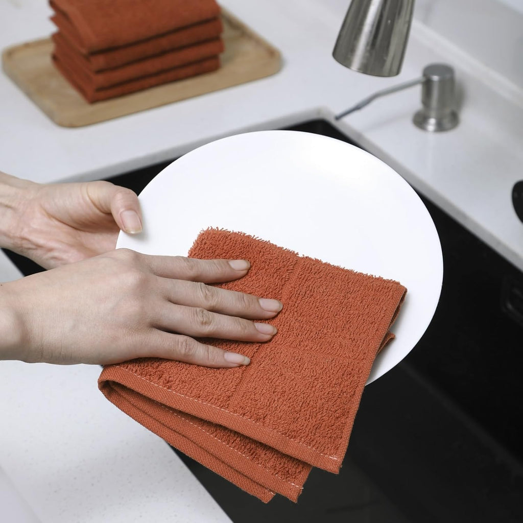 Glynniss Kitchen Dish Cloths Highly Absorbent Dish Rags 100% Cotton Wash Cloths for Washing Dishes (White, 50)