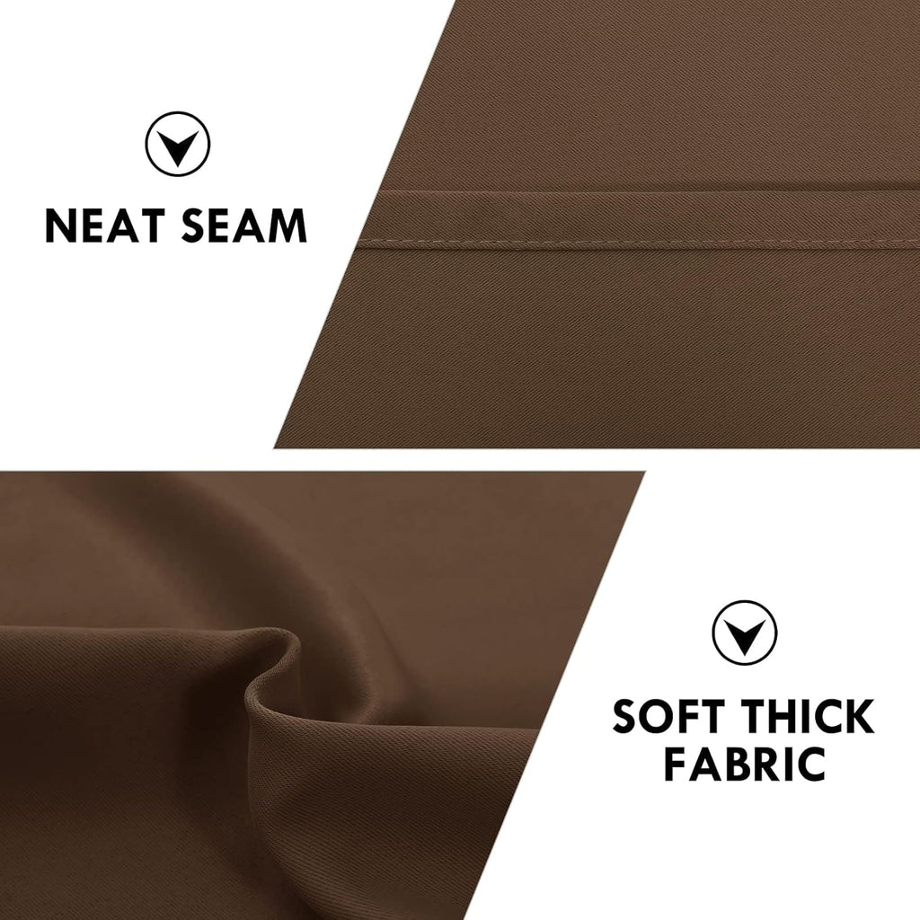 DWCN Blackout Curtains for Living Room Thermal Insulated, Energy Saving & Noise Reducing Bedroom Curtains, Brown, W 70x L 63 Inch, Set of 2 Rod Pocket Curtain Panels