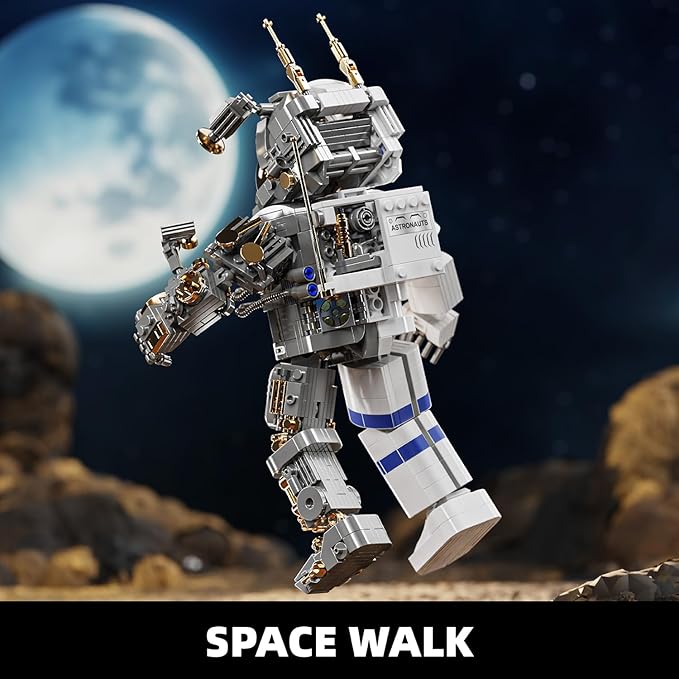 Space Astronaut Building Block Set,860Pcs Spaceman Building Toys with Display Stand, Cool Translucent Design Collection for Home or Office Decor, Birthday Gift for Adults& Boys Age 8-12