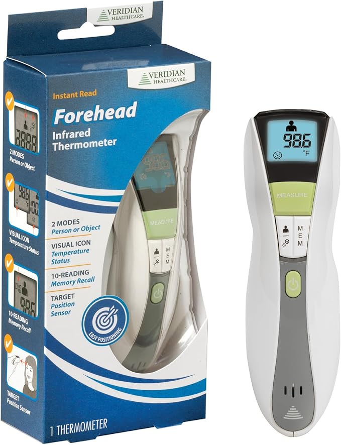 Veridian Handheld Fahrenheit/Celsius Non-Contact Thermometer Digital Display 09-349