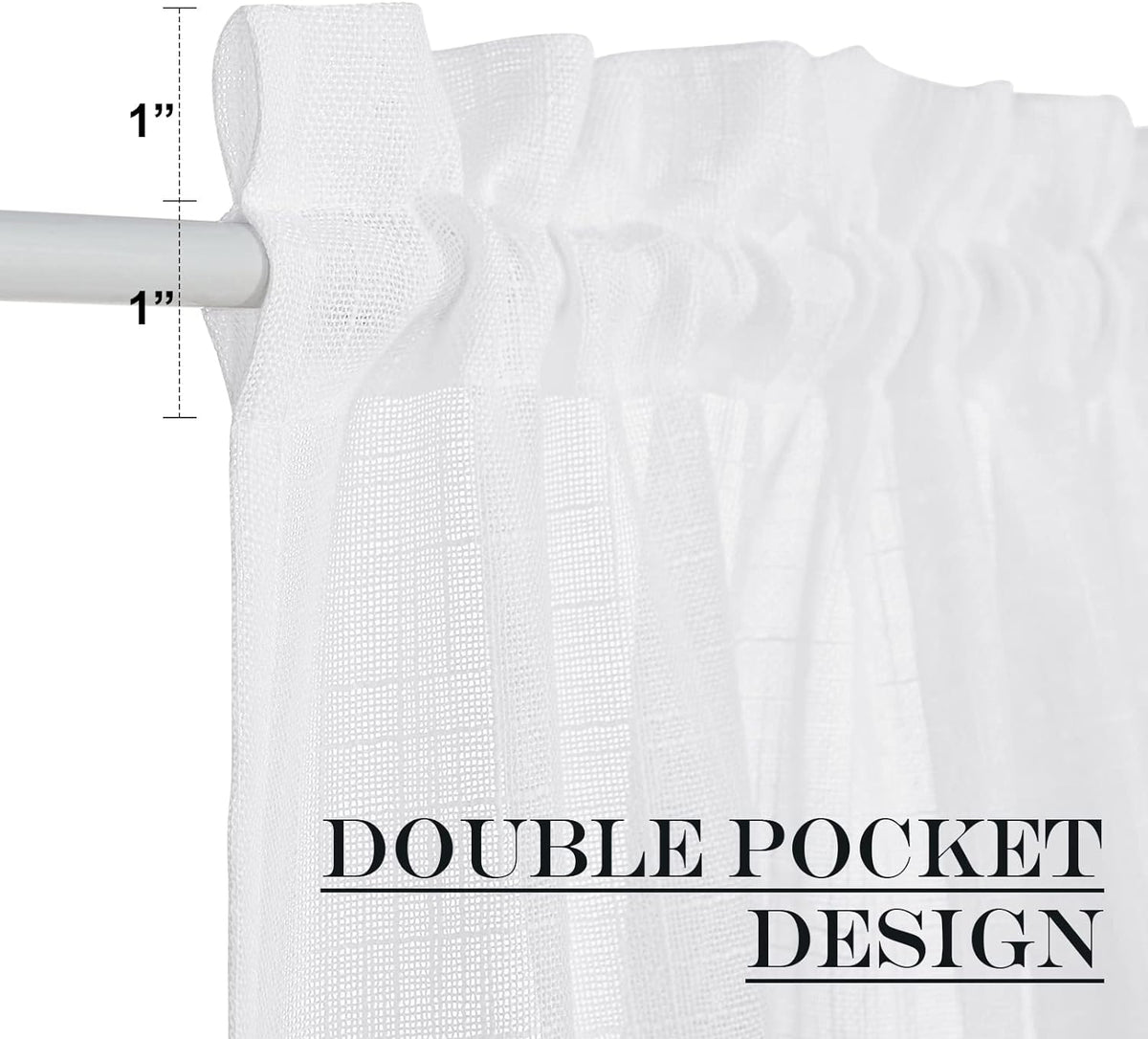 NICETOWN Classroom Window Cover Sheer Lockdown Shade, Front Door Curtains for Glass Window, Small Rod Pocket Curtains for French Door/Basement/Bathroom, 1 Panel, 36" Wide x 40" Long, White