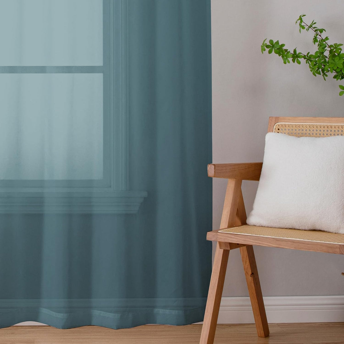 Chyhomenyc Stone Blue Sheer Curtains 72 Inch Length 2 Panels, Light Filtering Soft Airy Rod Pocket Voile Window Curtain Drapes for French Door Bedroom Living Room, Each 42Wx72L Inches