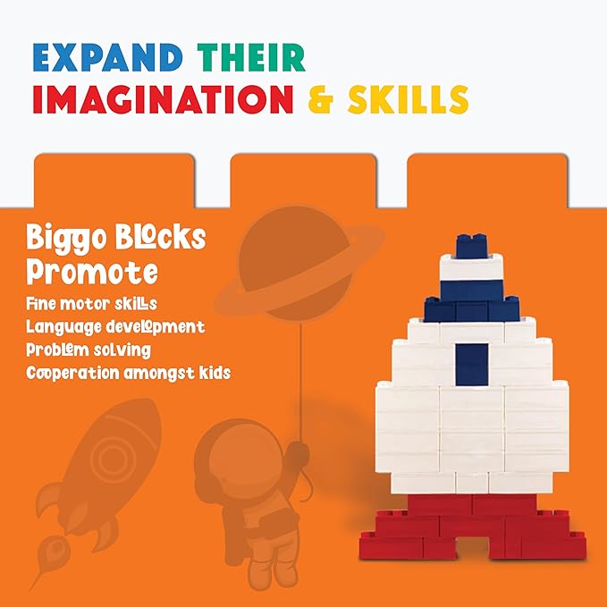 Big Blocks for Kids Ages 4-8 — Indoor & Outdoor Blocks Kids Games — White Large Building Blocks - 48 pc