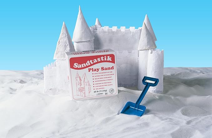 Sandtastik Sparkling White Play Sand - 50 lb (22.6 kg), Fill Sandboxes & Sensory Tables, Non-Toxic, Scoop, Mold & Pour