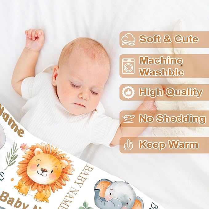 Ship Next Day, Personalized Baby Blanket – Printed in USA, Custom Baby Blanket for Boys & Girls, Baby Blanket with Name, Baby Shower, Easter, Christmas, Birthday Newborn & Toddler Gifts, Baby Gifts