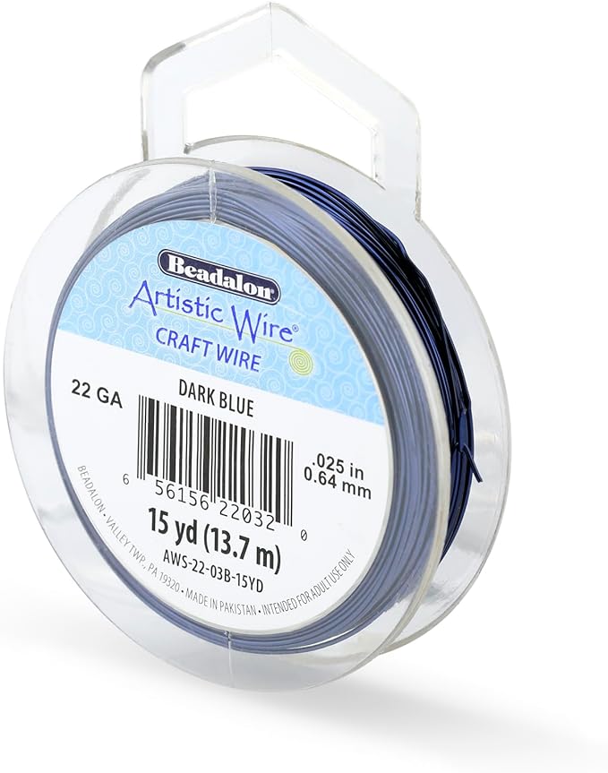Artistic Wire, 22 Gauge Tarnish Resistant Colored Copper Craft Wire, Dark Blue 15 yd