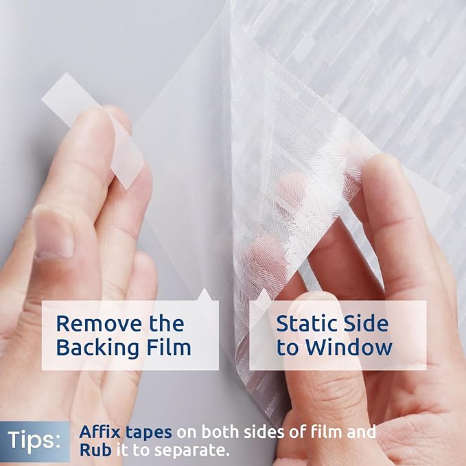 rabbitgoo Window Privacy Film, No Glue Frosted Glass Film, Static Cling UV Blocking Non Adhesive Reusable Heat Control Window Vinyl Clings for Home, Office, Frosted Silk, 23.6 x 78.7 Inches