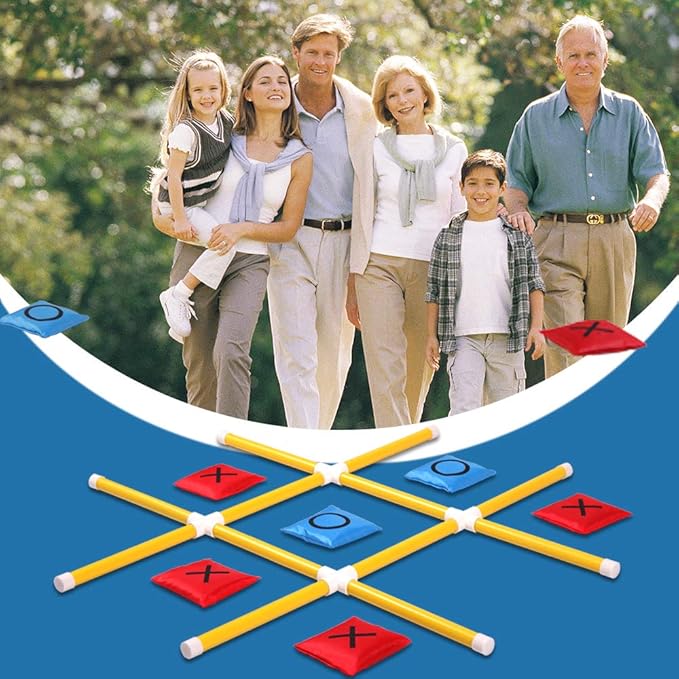 OTTARO Giant Tic Tac Toe Game Outdoor Indoor for Family, Outdoor Bean Bag Toss Game for Adults and Kids(3ft x 3ft)