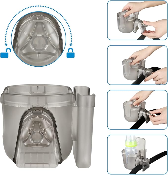 Accmor Stroller Cup Holder with Phone Holder, Bike Cup Holder, Universal Cup Holder for Uppababy Nuna Doona Strollers, 2-in-1 Cup Phone Holder for Stroller, Bike, Wheelchair, Walker, Scooter
