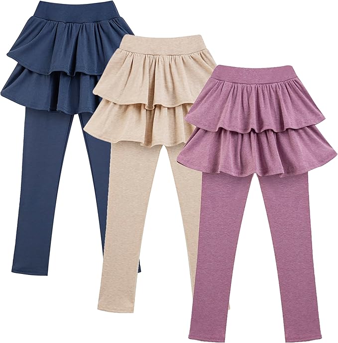 Girls School Uniform Pants Leggings with Skirts Stretch Warm Jegging 4-12 Years