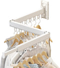 Wall Mounted Clothes Drying Rack, Retractable Laundry Rack for Hanging Clothes, Collapsible, Foldable, White-Rings