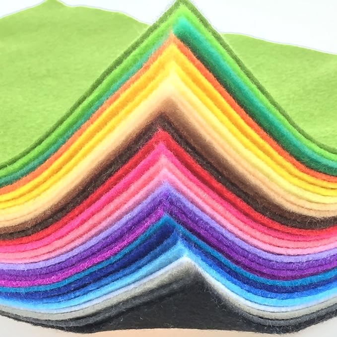 flic-flac 28pcs 8 x 8 inches (20cmx20cm) 1.4mm Thick Soft Felt Fabric Sheet Assorted Color Felt Pack DIY Craft Sewing Squares Nonwoven Patchwork