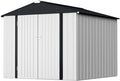 GUNJI 8 x 6 FT Shed Outdoor Storage Shed Metal Garden Shed with Lockable Door Outside Waterproof Tool Shed for Backyard, Patio, Lawn (White)