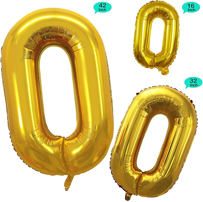 GOER 2 Pcs 42 Inch Gold Foil Balloons Number 0 for 10th 20th 30th 40th 50th 60th 70th 80th 90th 100th Birthday Party Supplies Anniversary Decorations
