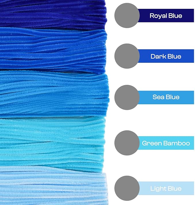 Caydo 500 Pieces Blue Pipe Cleaners, Chenille Stems, Pipe Cleaner Crafts for DIY Art and Craft Projects Creative Gift Party Decorations