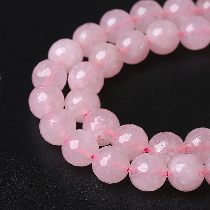 60pcs 6mm Natural Rose Pink Quartz Crystal Faceted Stone Beads for Jewelry Making Energy Healing Power Stone Beads DIY Bracelet Necklace Accessories 15" (6mm, Faceted Rose Quartz)