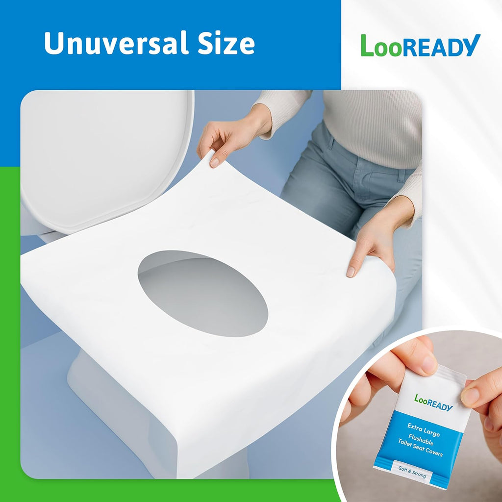 Toilet Seat Covers Disposable Flushable - Extra Thick & Large (18x22") - Individually Wrapped Toilet Seat Cover for Travel & Public Bathroom - Premium Quality, Convenient, and Hygienic (30 Pack)