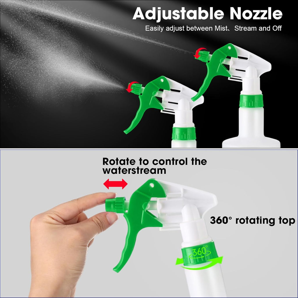 Eccliy 12 Pcs 16 Oz Plastic Spray Bottle, Adjustable Empty Reusable Sprayer for Cleaning, Planting, Water, Bathroom and Kitchen, BBQ, Commercial and Residential (Green,Measurement)