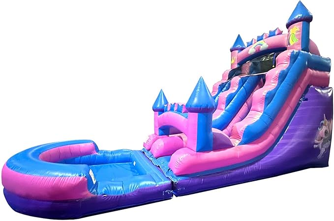 Inflatable Water Slides for Kids - Backyard Inflatable Water Slides with Splash Pool - Pink Unicorn Slide Complete with Blower, and Stakes - 25.5' x 9' - 15' Tall Slide