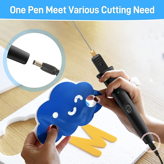 Foam Cutter, 10CM Styrofoam Cutter pen with Power Light, 100-240v / 15w Foam Cutter Electric Styrofoam Cutting Tool for Handcraft