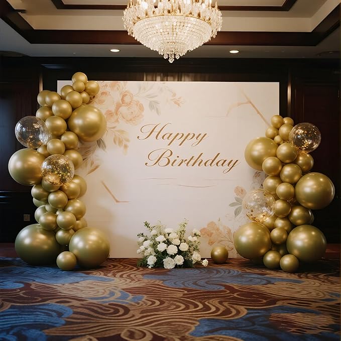 140pcs Metallic Gold Round Balloons Different Sizes 18 12 10 5 Inch Latex Balloons for Arch Decoration Party Balloon Kit for Graduation Birthday Party Wedding Balloon Baby Shower Decoration