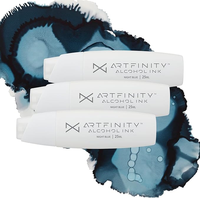 Alcohol Inks 3 Pack - Vibrant, Professional, Dye-Based Alcohol Inks for Artfinity Alcohol Markers, Artists, Drawing, & More! - Night Blue B8-85