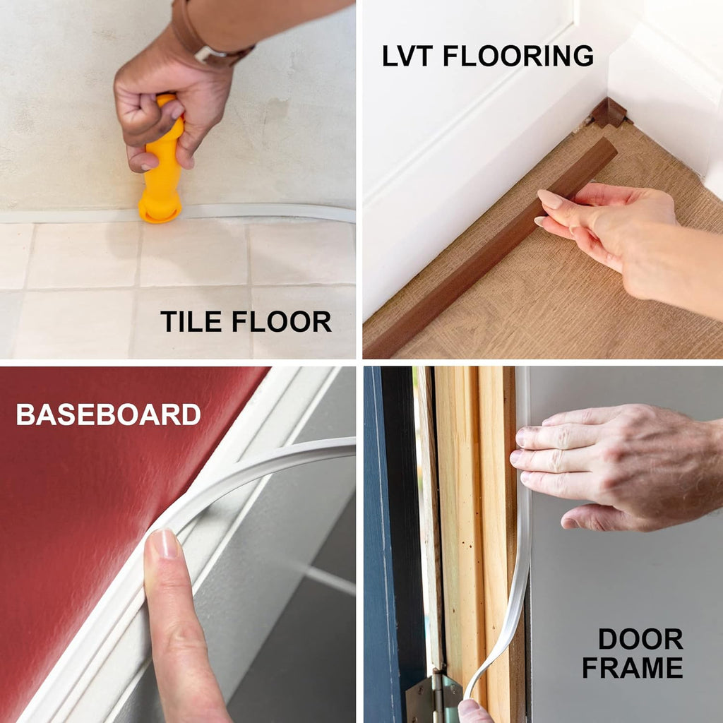 InstaTrim The Original Flexible Trim - 50ft Dark Brown 3/4" Wide Caulk Tape - Adhesive Trim with Many Uses Including Caulking for Bathtubs, Sinks, Counters, Tile, Floors - Made in USA