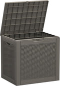 Outdoor Storage Box, Resin Deck Boxes Indoor and outdoor, Waterproof Storage Box Lockable Lid (Grey, 35 Gallon)