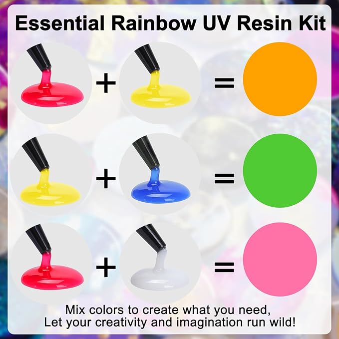 JDiction UV Resin Kit - 8 Colors, 240g Odorless Hard Rainbow Colored UV Resin for Jewelry Making, Casting and Coating, Crafts and Decoration