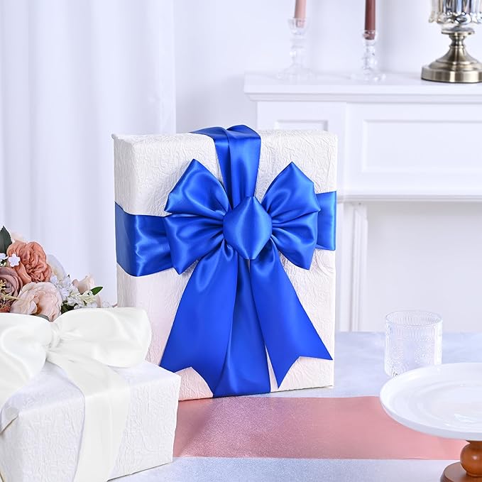 Royal Blue Satin Ribbon 3 Inch X 15 Yards Solid Color Double Faced Ribbons Perfect for Crafts Wedding Decor Bow Making Arts Sewing and More