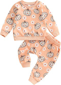 0-4T Toddler Boy Girl Halloween Outfit Fall Clothes Ghost Long Sleeve Sweatshirt Top Pants Baby Halloween Clothes