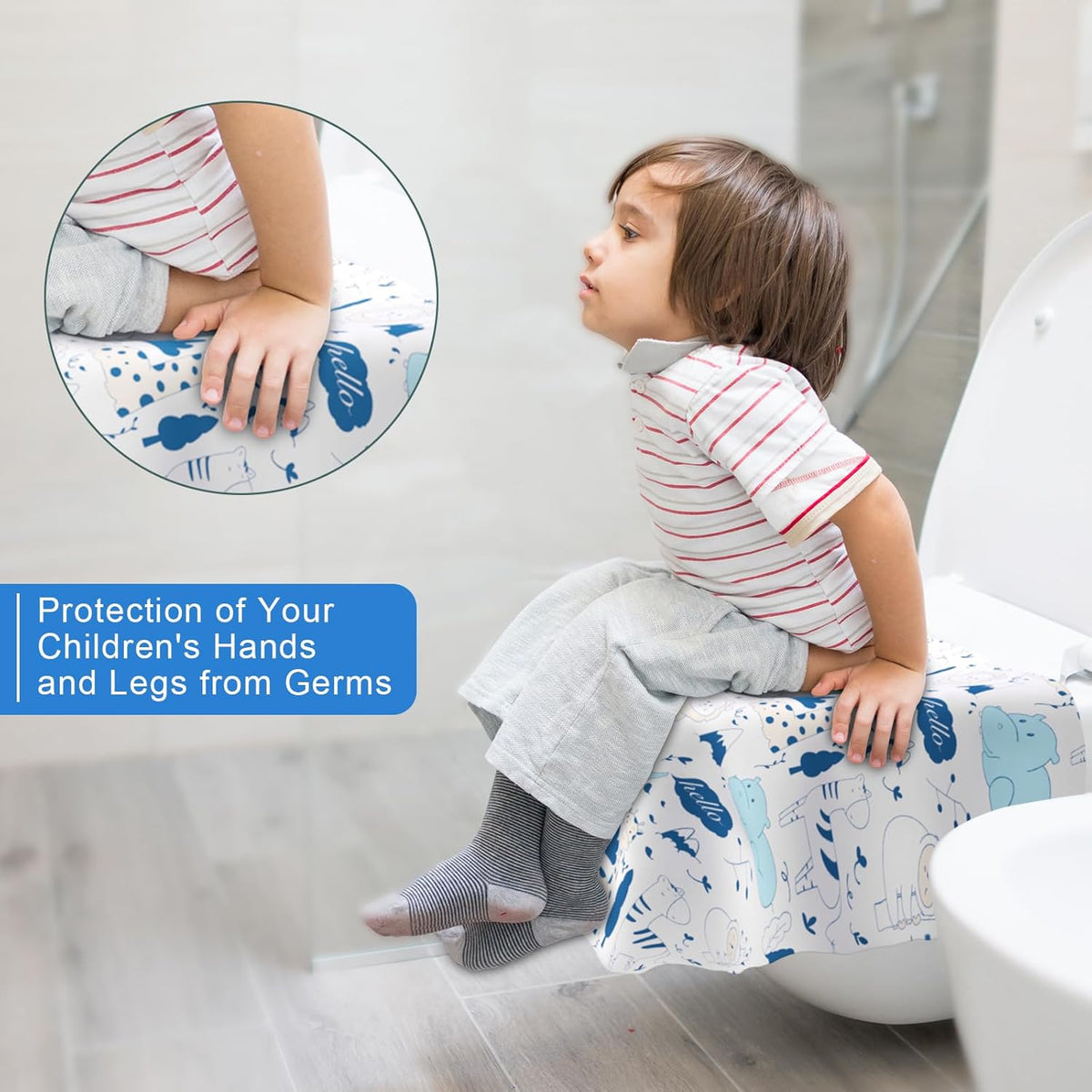 50 PCS Disposable Toilet Seat Covers, Extra Large Portable Potty Seat Covers for Toilet, Bathroom, Toddler & Kid Potty Training Seat Cover, Travel Essentials for Airplane, Trip-Animal