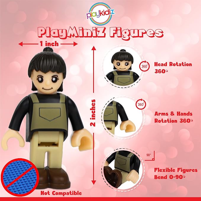 12 Toy Action Figures & Accessories, 2 Inch Play People Construction and Community Worker Figurines - Pretend Play Toys for Kids 3+ (28Pcs)