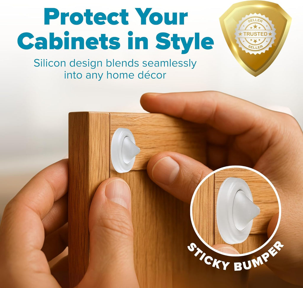 Strongest Home Cabinet Door Bumpers – 200 Pack Clear Rubber Bumpers Self-Adhesive for Cabinets, Drawers & Furniture – Soft Cabinet Stoppers for Quiet Close & Surface Protection – 0.5" x 0.2"