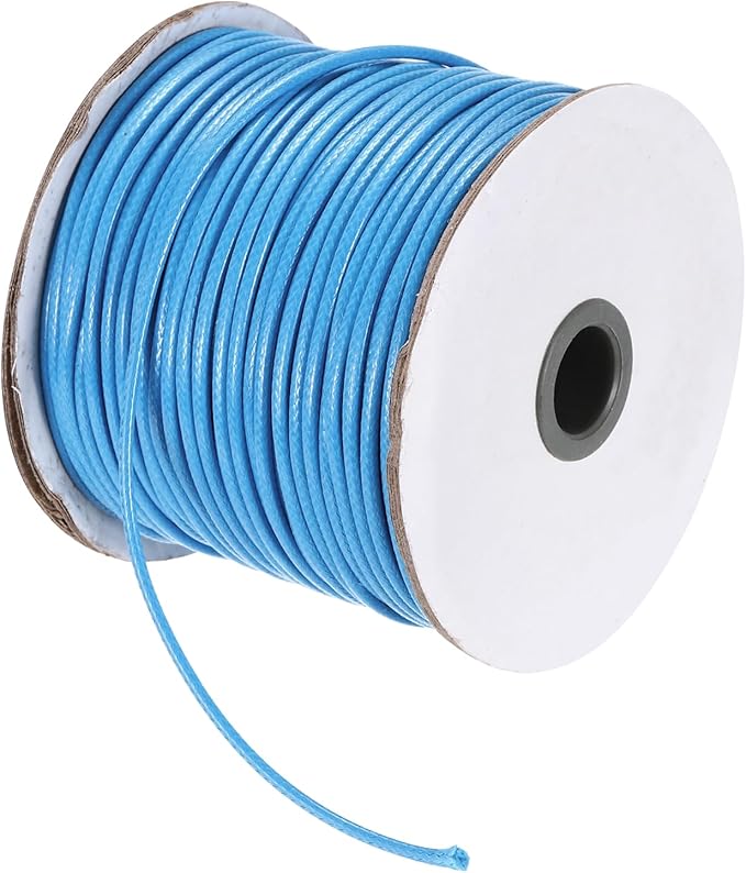 MECCANIXITY Waxed Cord 2.5mm Waxed Polyester Cord 87 Yard Wax String for Bracelet Making, Necklaces, Beading, Jewelry Making and DIY Crafts(Sky Blue)