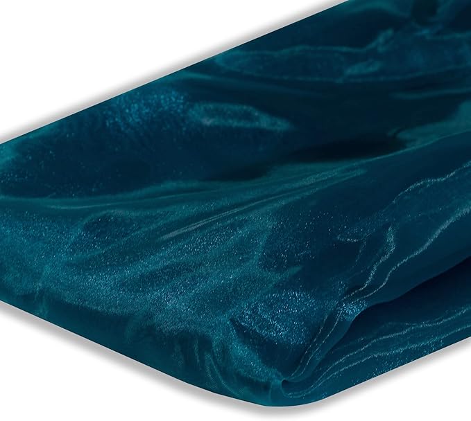 FYNITE Organza Fabric | Cristal Organza Fabric Bolt for Bridal Wedding Dress Fashion Craft Decorations Silky Shiny Organza 44'' (Dark Teal, 10 Yard)