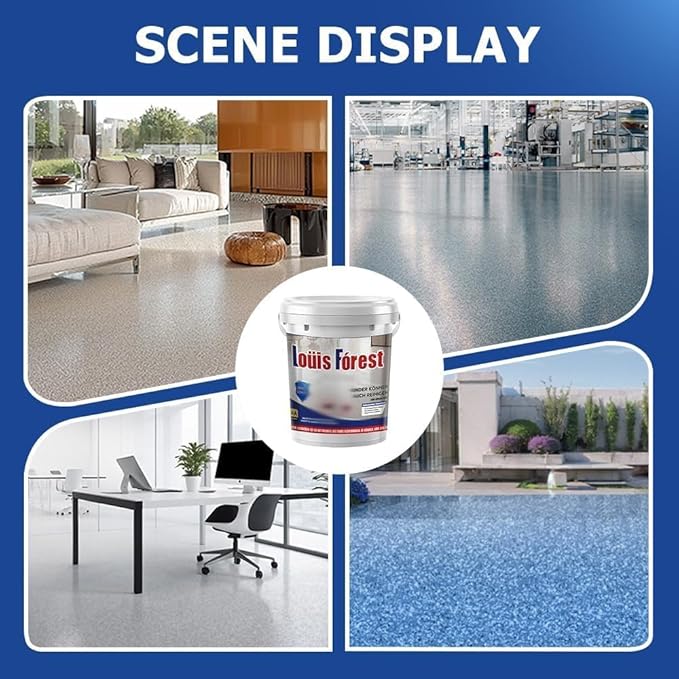 Louis Forest Epoxy Floor Paint, High-Gloss Marble Effect Coating, Epoxy Colored Sand Floor Paint, Wear-Resistant and Non-Slip for Indoor Outdoor (0.5KG-Sea gray)
