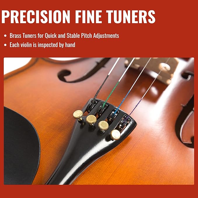 1/2 Size Violin for Kids, Half Size Fiddle - Solid Spruce & Maple with Lightweight Case, Brazilwood Bow, Shoulder Rest, Digital Tuner (Child Beginner Kit MVA-800)