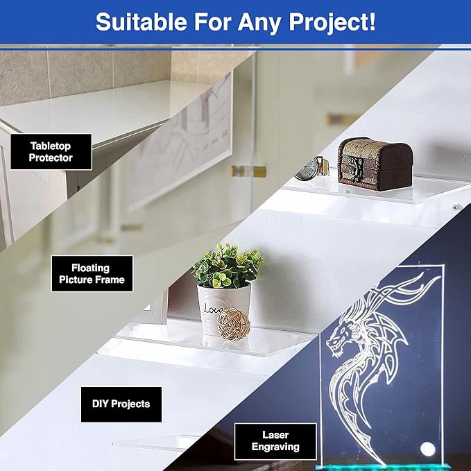 Duco USA-Made Clear Cast Acrylic Sheet 1/8 Inch Thick 24" x 36" - 4 Pack of Transparent Plexiglass Sheet - Lightweight Acrylic Board for Window Replacements, Displays, Signs, and More
