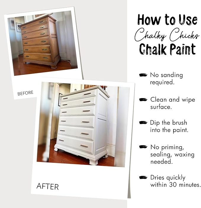 Chalky Chicks All-in-One Chalk Paint for Furniture or Cabinet - 4 Fl Oz - Matte Finish Sweet 16 (Pink) for Metal, Wood Furniture Paint - No Sanding All-in-One for Home Decor & Crafts, USA Made